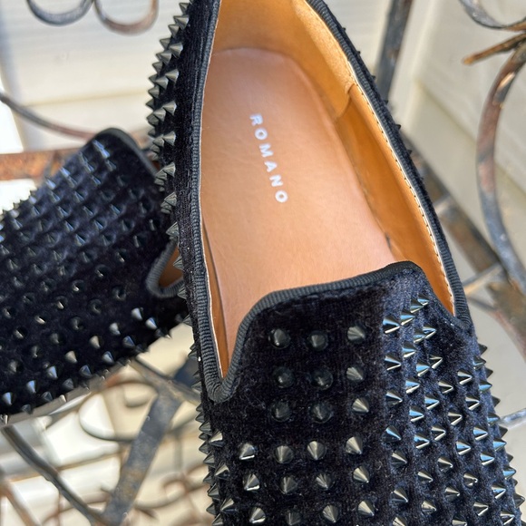 Kids Romano Black Velvet Studded Loafers- Size 35/2.5 - Picture 2 of 8